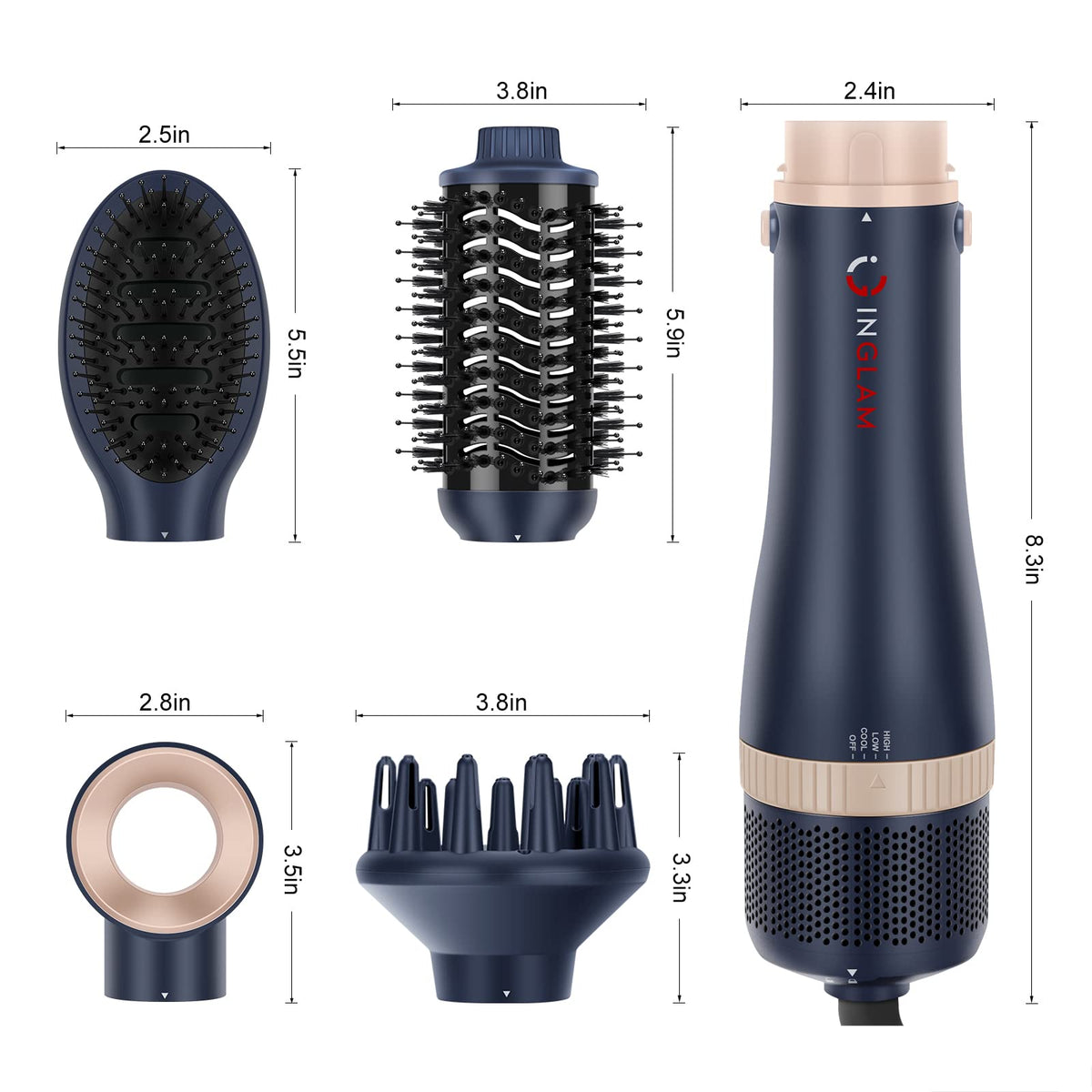 IG INGLAM negative ion technology reduces static and frizz.