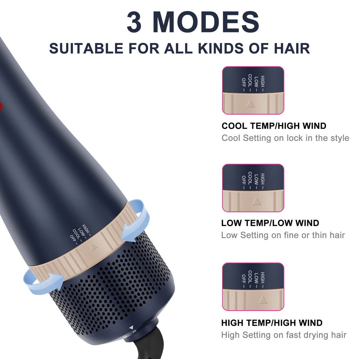 IG INGLAM straightening brush head for sleek, glossy results.