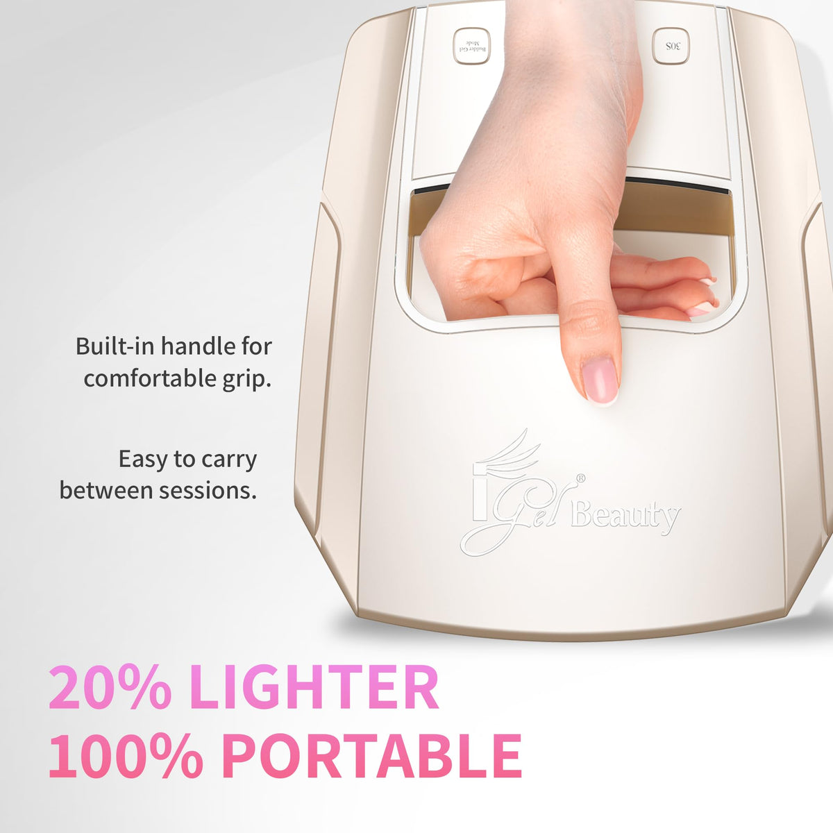 iGel Beauty Hybrid Pro 3.0 XL builder gel mode reduces heat spikes.