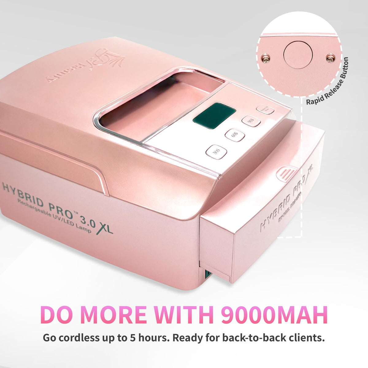iGel Beauty Hybrid Pro 3.0 XL builder gel mode enables controlled heat during thick applications