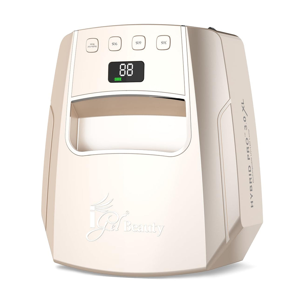 iGel Beauty Hybrid Pro 3.0 XL cordless nail lamp, full-hand cure for faster salon sessions.