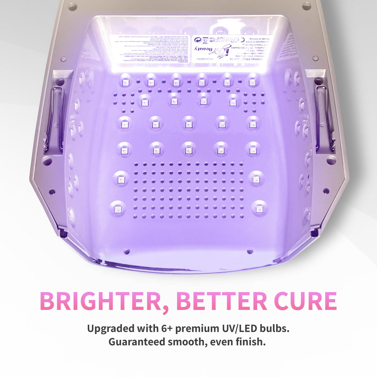 iGel Beauty Hybrid Pro 3.0 XL interior with extra bulbs for even curing.
