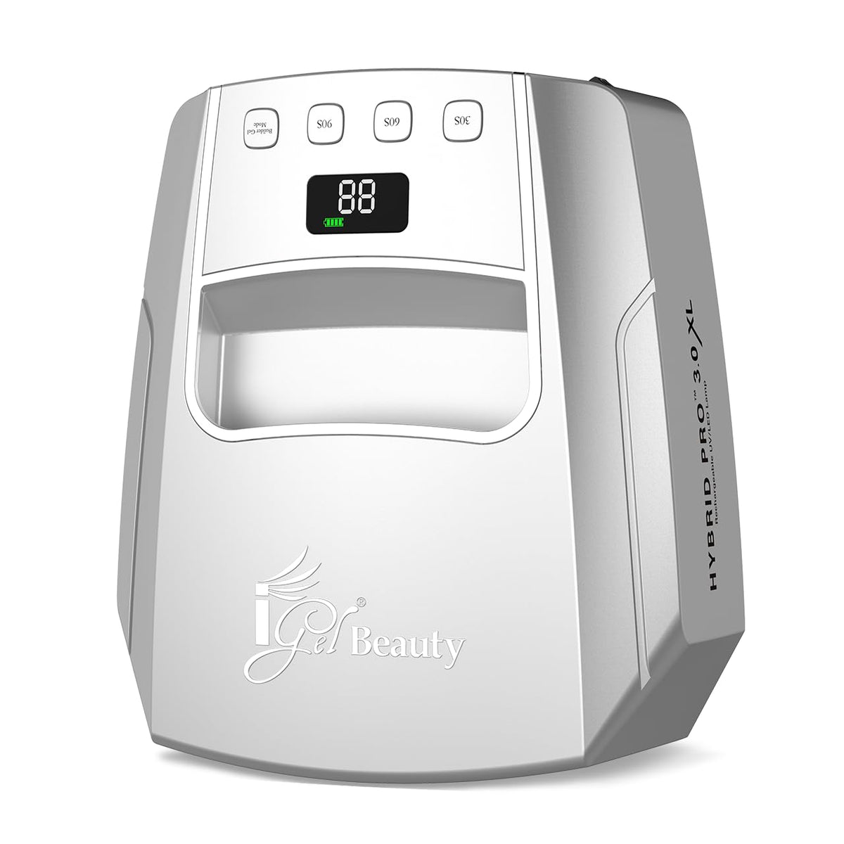 Igel Beauty Hybrid Pro 3.0 XL lamp front view for full-hand curing efficiency.