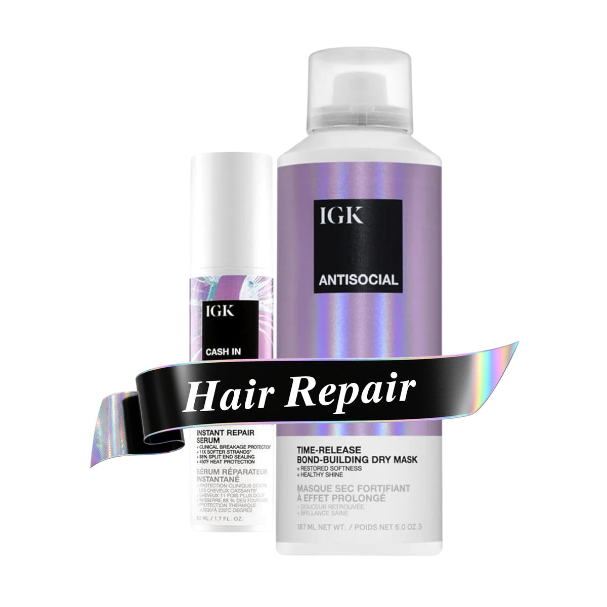 IGK ANTISOCIAL Bond-Building Dry Hair Mask overnight application for stronger, softer strands.
