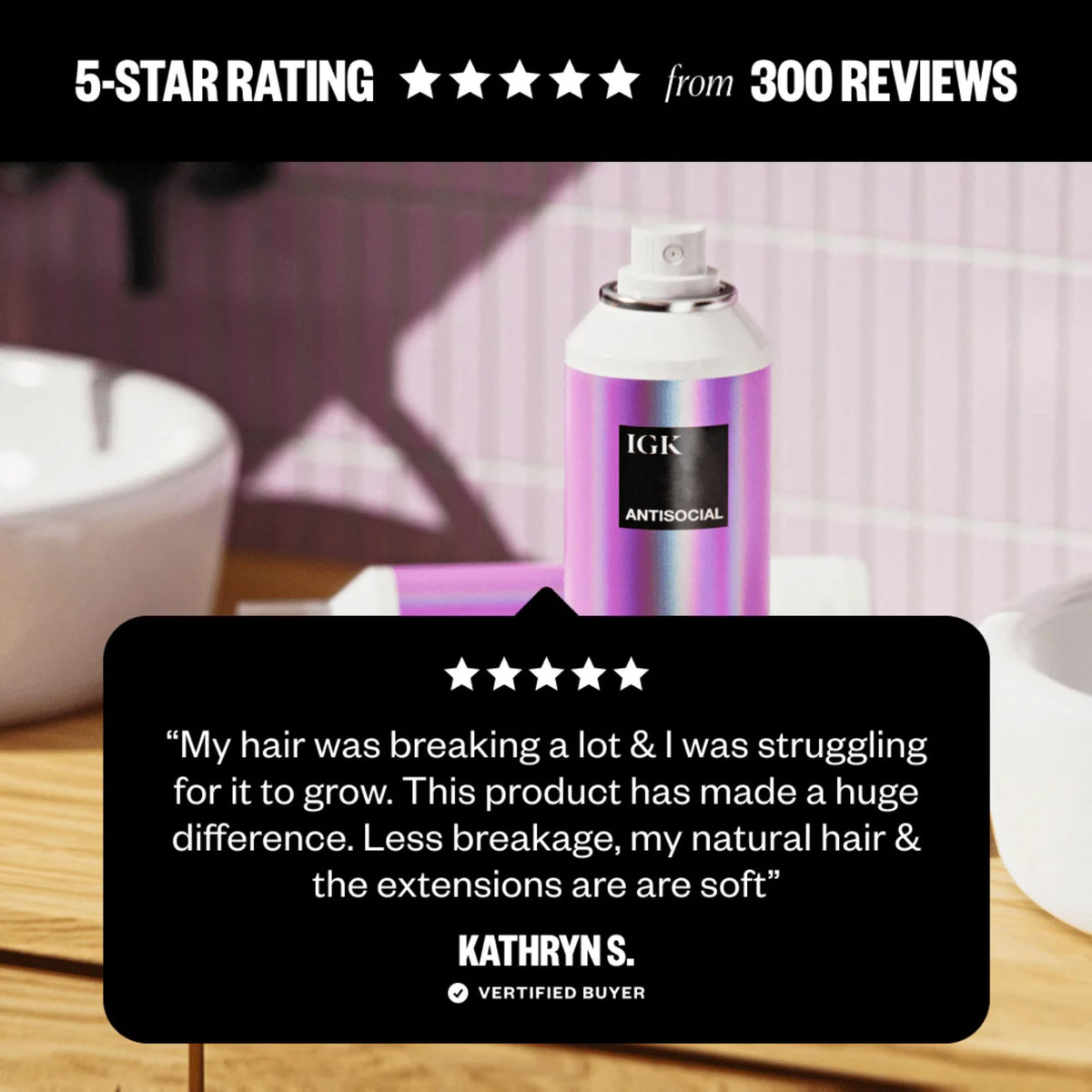 IGK Antisocial extensions-friendly care for delicate strands