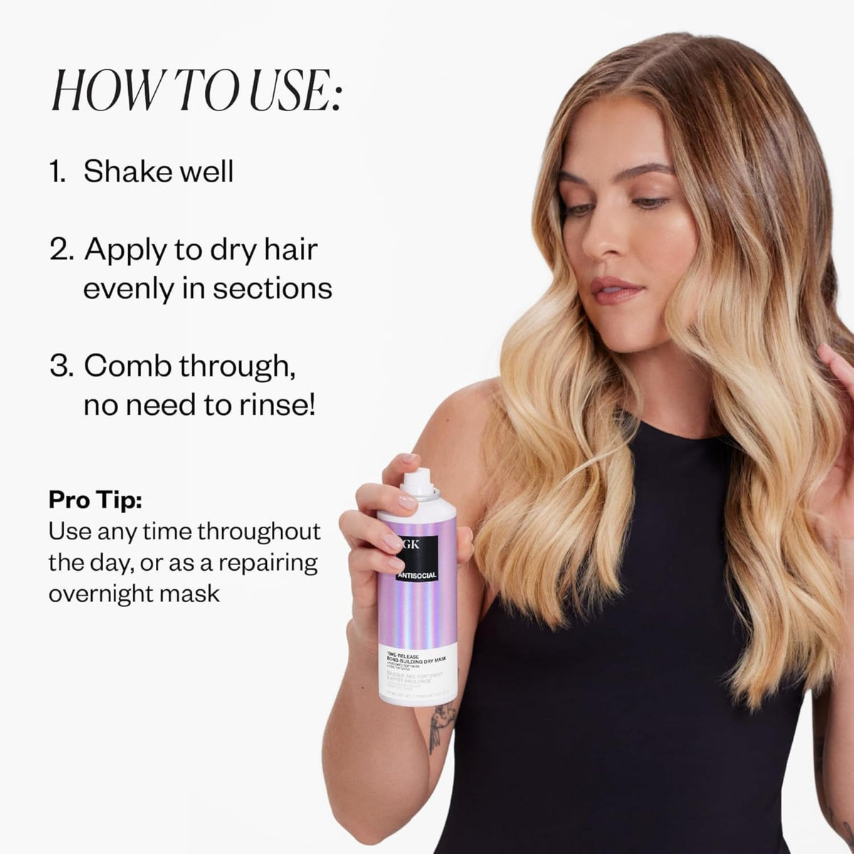 IGK Antisocial hair shine and softness close-up