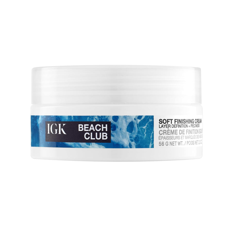 IGK Beach Club Soft Texture Paste bottle close-up for defined, touchable texture