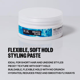 IGK Beach Club paste applied to damp hair for effortless piecey waves