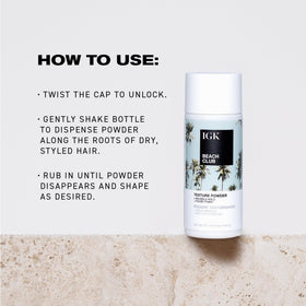 IGK Beach Club Texture Powder at the roots for oil absorption.