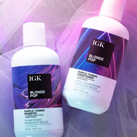IGK Blonde Pop 8oz size option shown in beauty display.