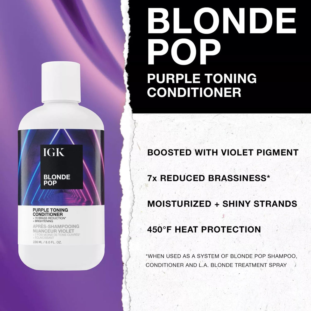 IGK Blonde Pop creamy texture swirl suggests rich, moisture-rich care for hair.