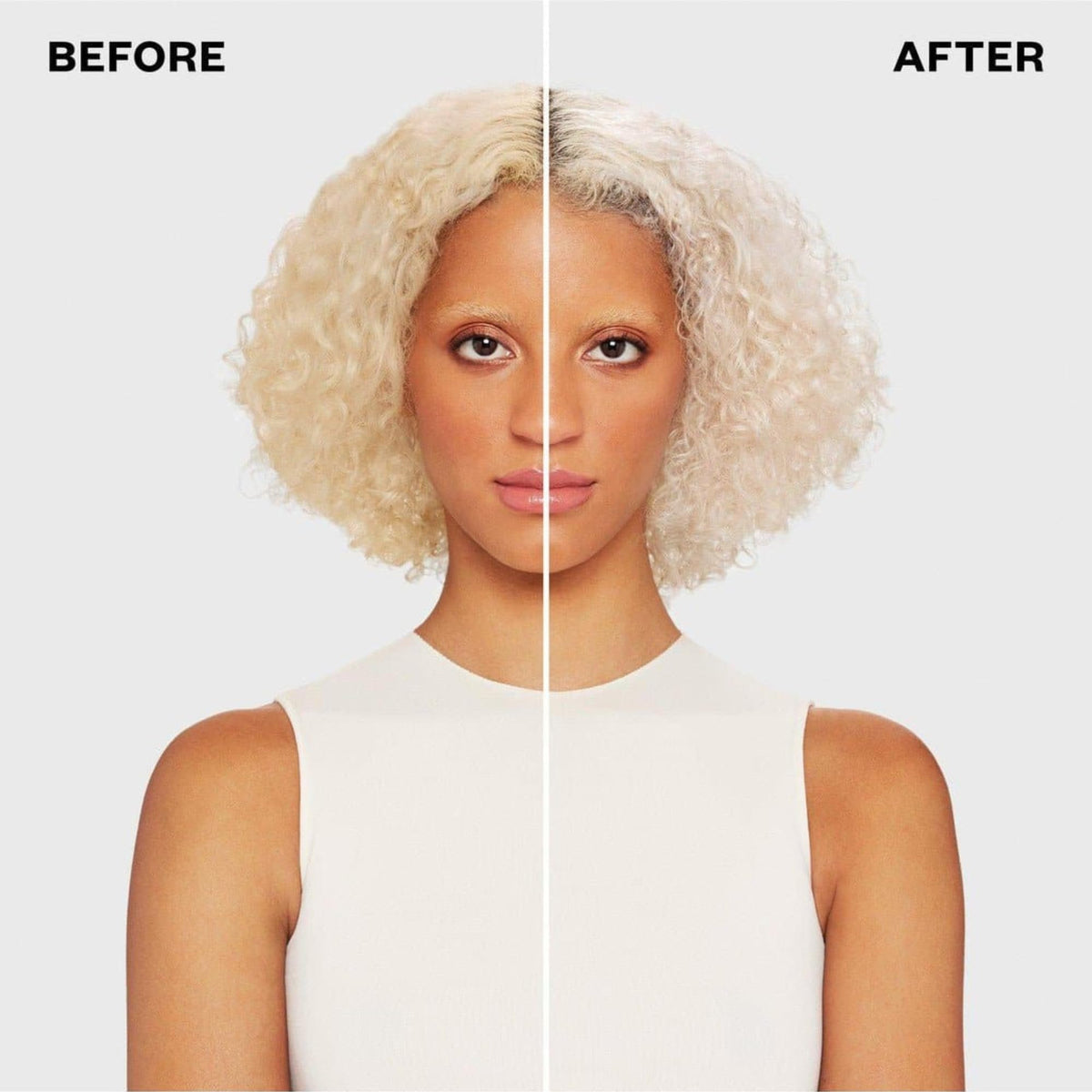 IGK Blonde Pop conditioner applied to hair showing lightweight formula that won’t weigh strands down.