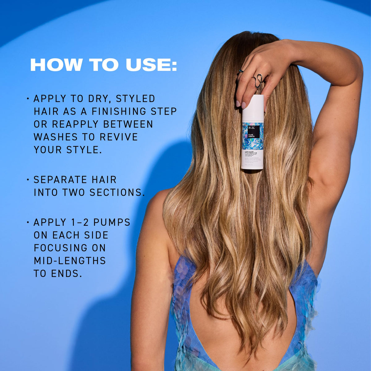 IGK Club Lights Clear Gloss on dry hair highlights texture and dimension