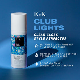IGK Club Lights Clear Gloss in hand showing smooth, no-rinse finish