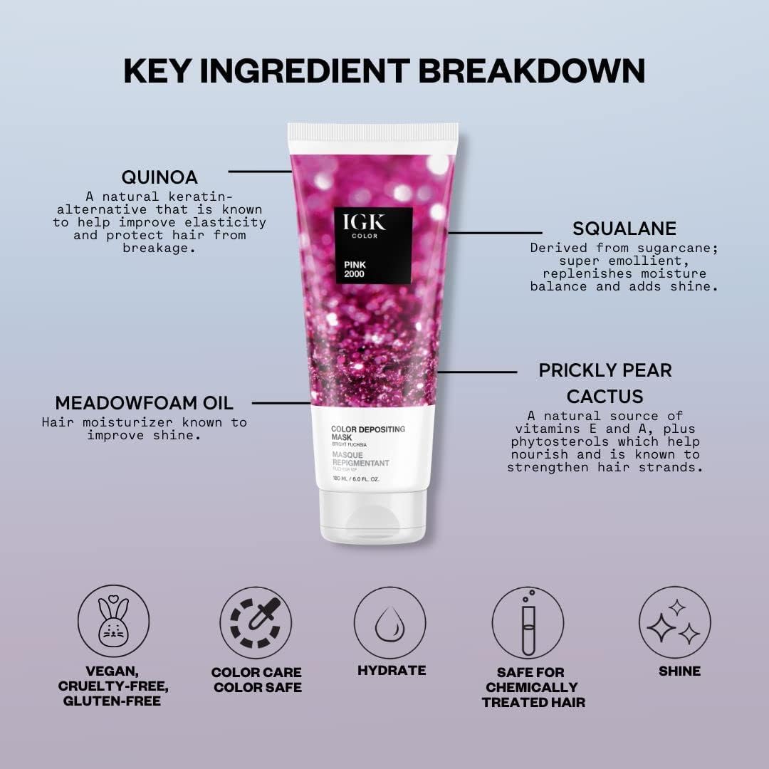 IGK Color Depositing Mask Pink 2000 prickly pear cactus nourishes strands