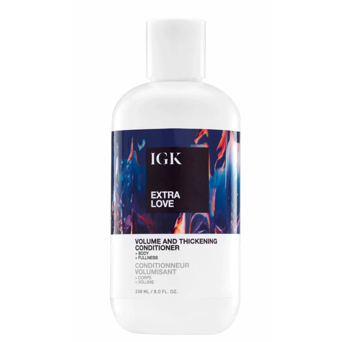 IGK Extra Love conditioner bottle front showing lightweight hydration for airy, buoyant hair