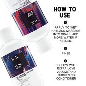 IGK Extra Love set packaging with 8 oz bottles for daily use