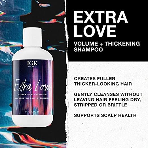 IGK Extra Love shampoo lather delivering lightweight body and lift