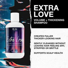 IGK Extra Love shampoo lather delivering lightweight body and lift