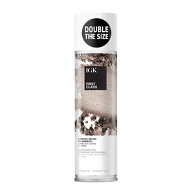 IGK First Class Detox Dry Shampoo bottle shows oil control for refreshed roots.