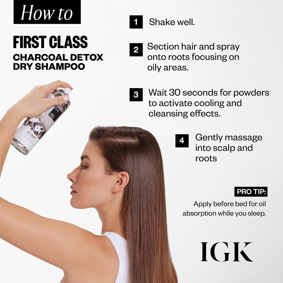 IGK First Class Detox Dry Shampoo scent-note suggests a clean, refreshing aroma.