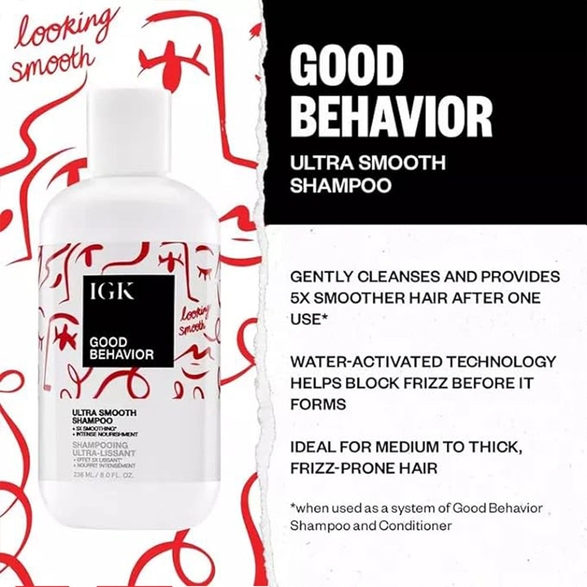 IGK GOOD BEHAVIOR conditioner close-up emphasizing moisture and softness.