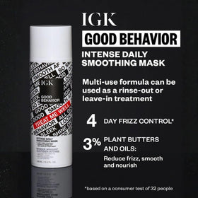 IGK Good Behavior mask texture-rich cream highlights nourishing butter blend.