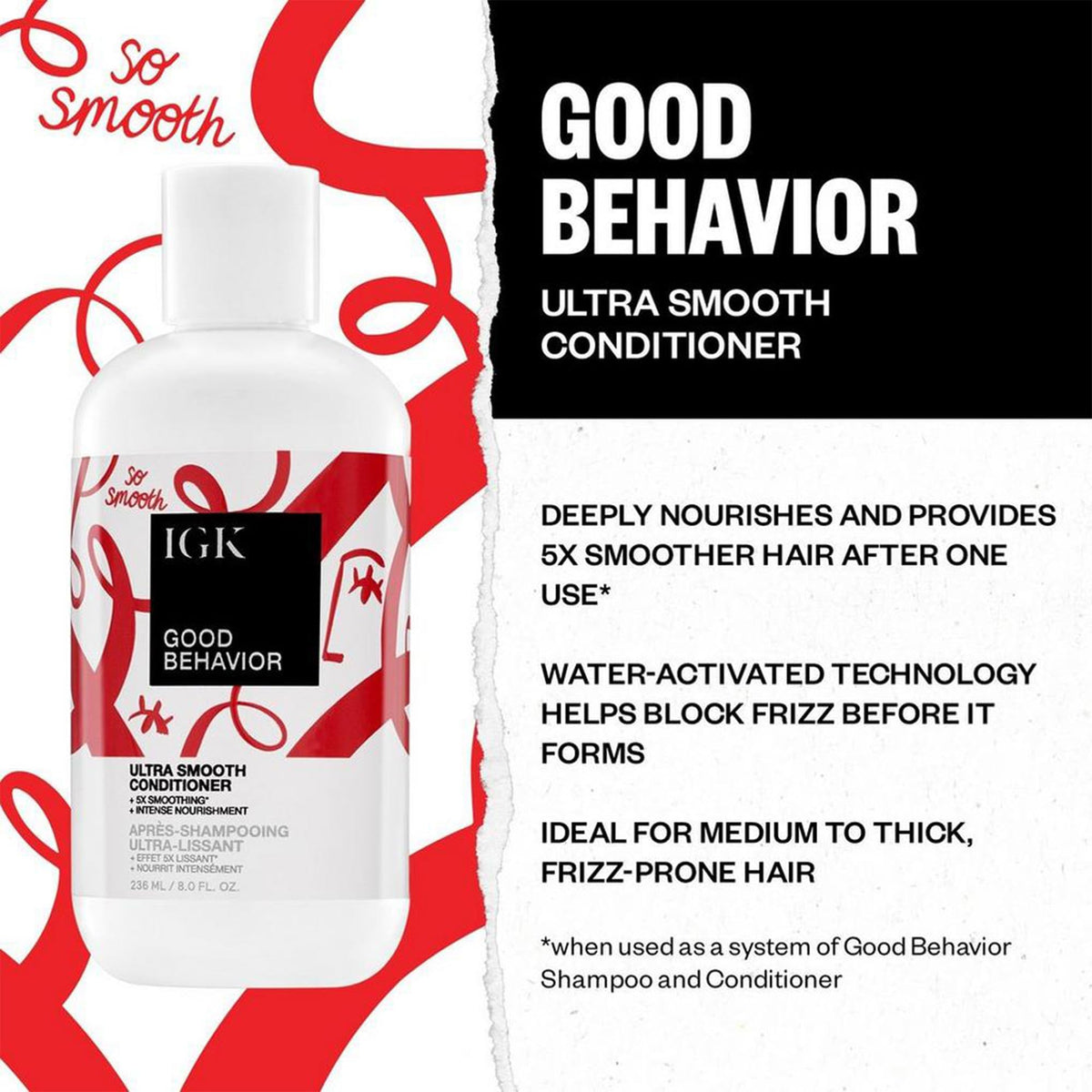 IGK GOOD BEHAVIOR shampoo lather close-up highlighting smoothing cleanse.