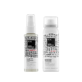 IGK Good Behavior travel set 4-in-1 prep spray bottle pour highlights detangling and heat protection
