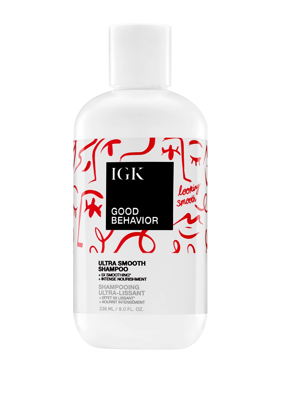 IGK GOOD BEHAVIOR ultra-smooth bottle pour shows frizz-control in action