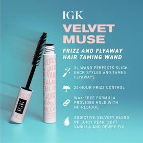 IGK Velvet Muse edge detailing for polished slicked-back looks