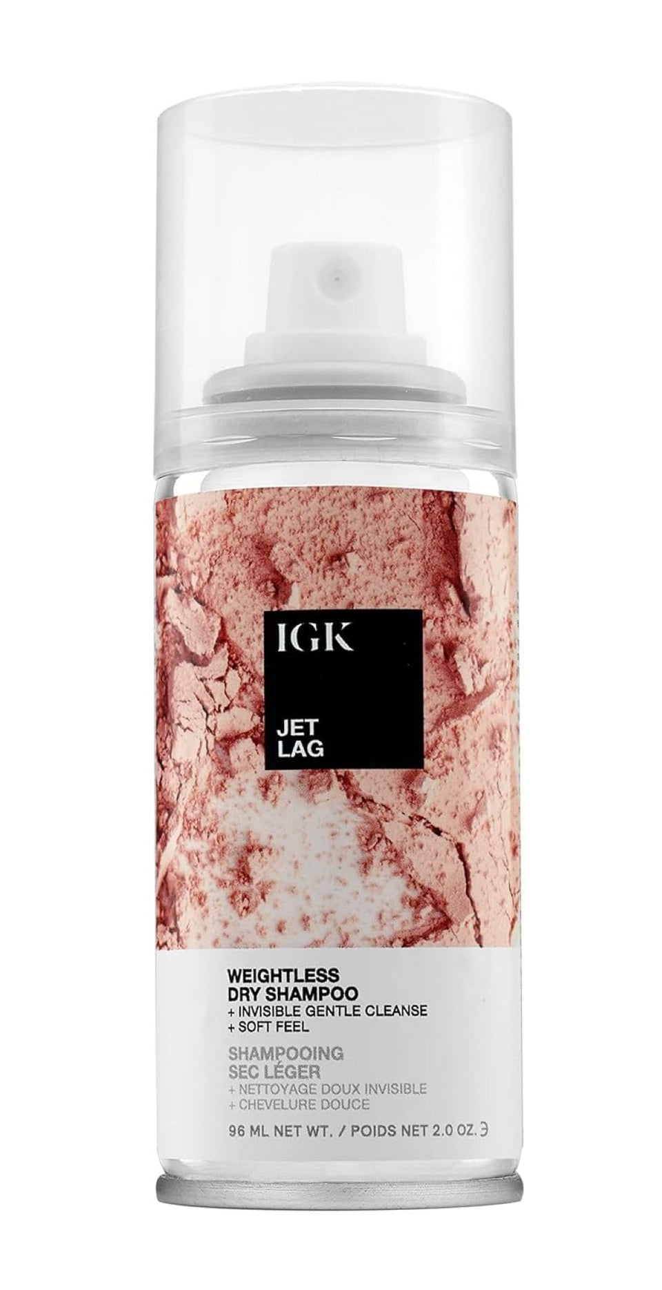 IGK Jet Lag travel size bottle for on-the-go refreshing roots and oil control.