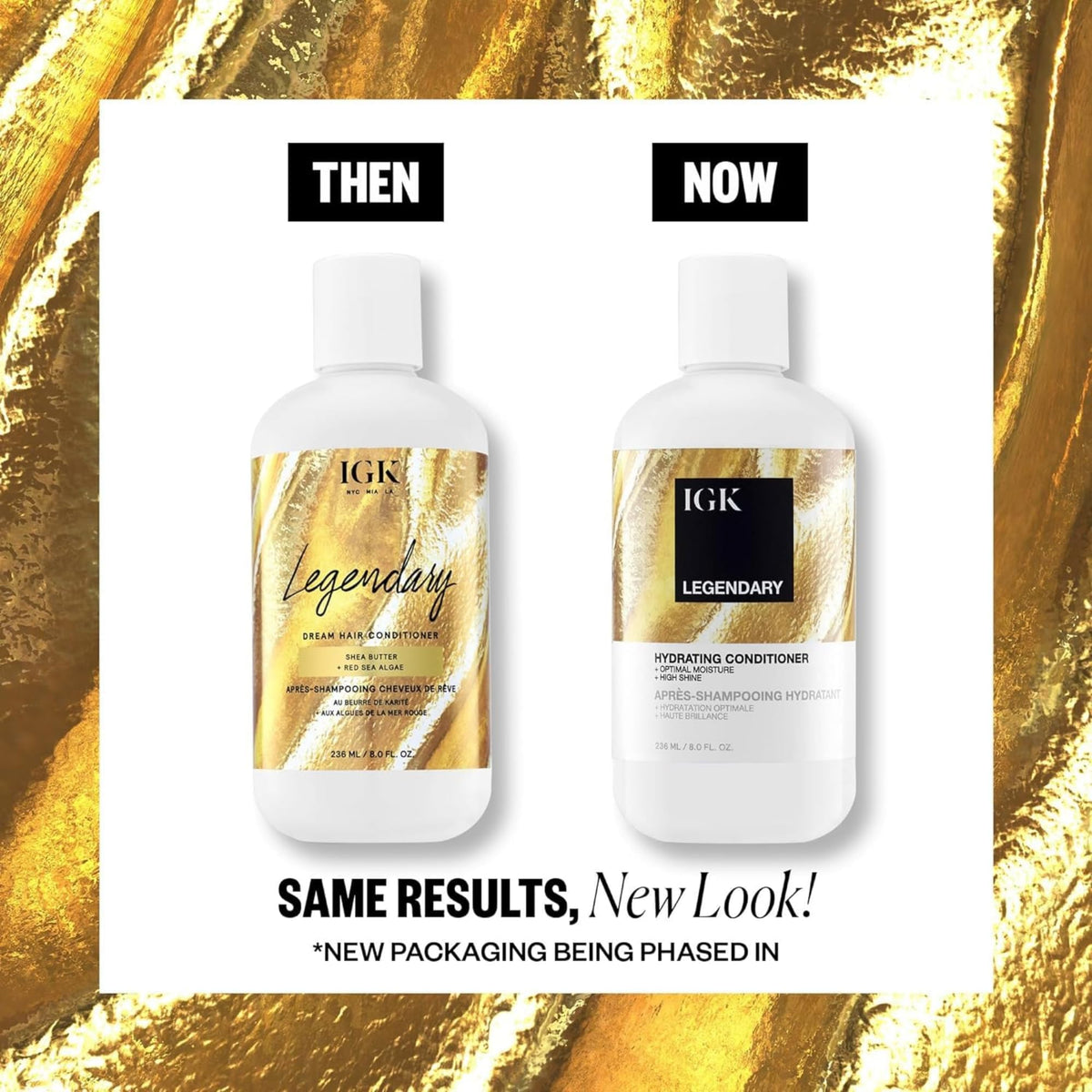 Close-up of IGK Legendary Dream Hair bottle with sleek design and hydration