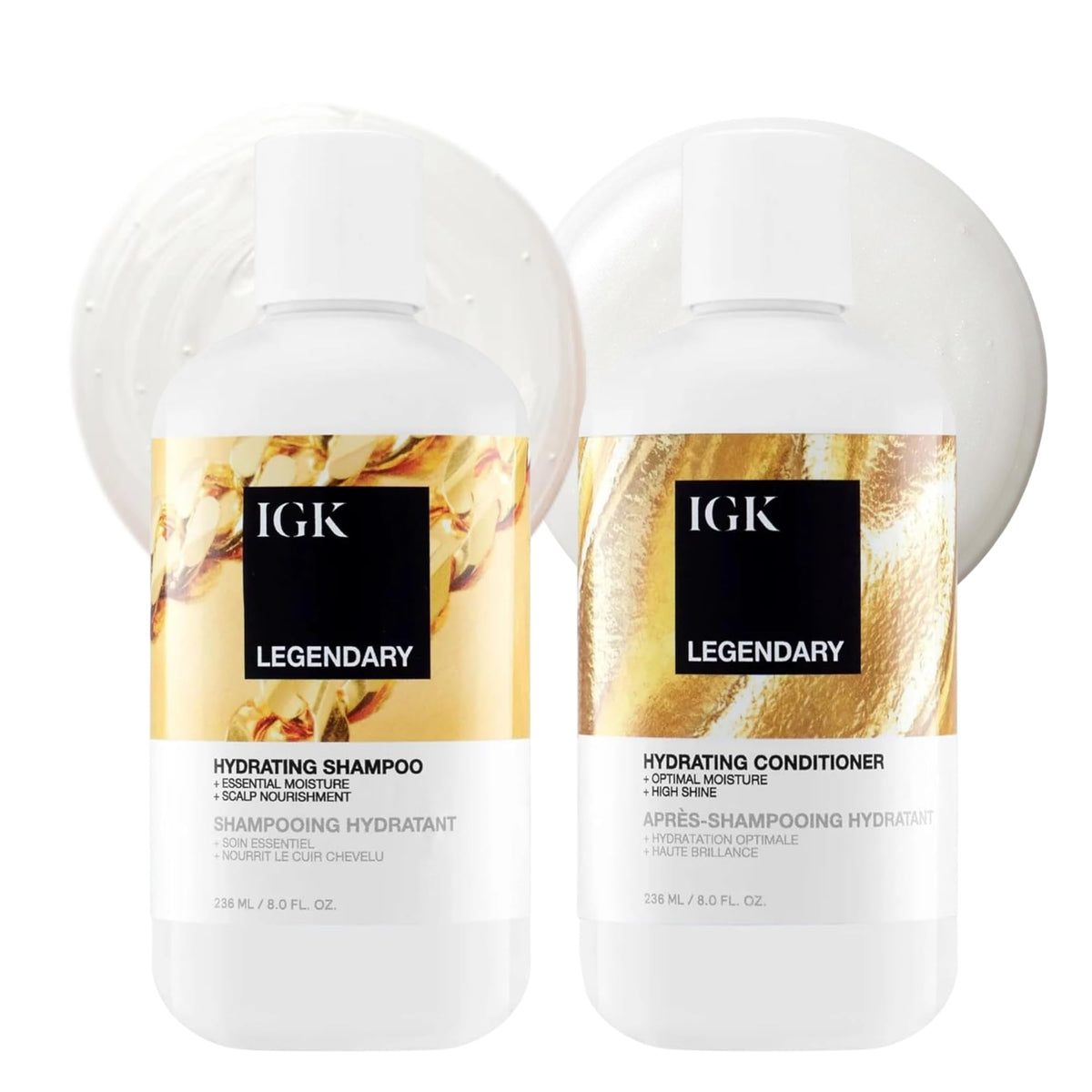 IGK Legendary Dream Hair Shampoo bottle showing hydrating formula for soft, shiny hair