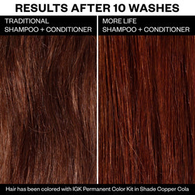 IGK More Life Color Extending Conditioner bottle emphasizes UV protection for lasting color.