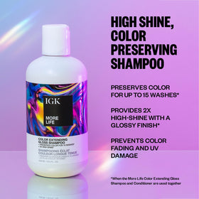 IGK MORE LIFE lather demonstrates light cleansing for soft hair.