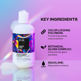 IGK MORE LIFE shiny hair close-up shows gloss and color.