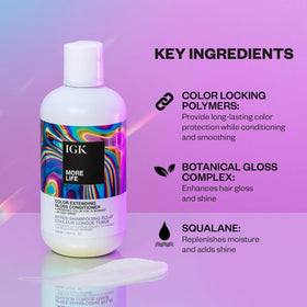 IGK MORE LIFE squalane shot reveals lightweight hydration and slip for manageable hair.