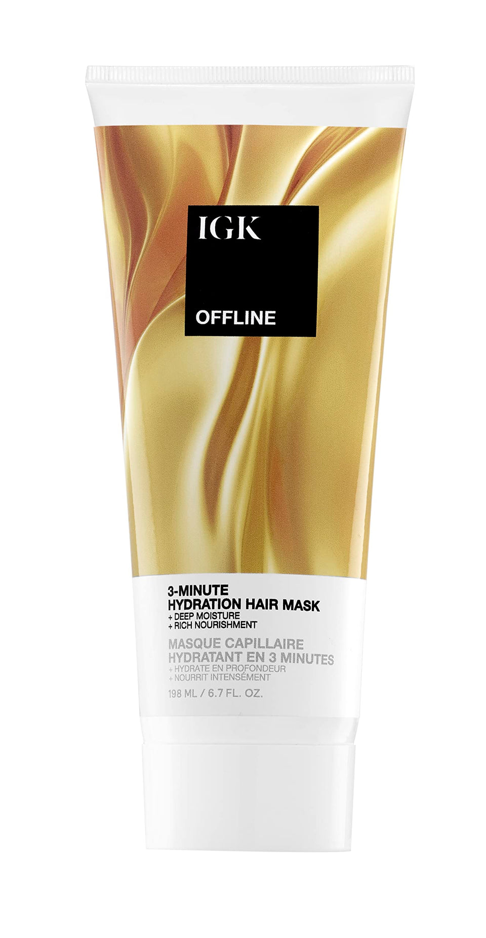 IGK Offline hydration mask jar close-up highlighting rich cream for quick moisture restoration.