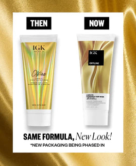 IGK Offline texture application demonstrates creamy formula conditioning dry hair in minutes.