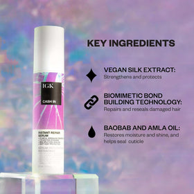 IGK overnight mask application shows time-release care for breakage-prone hair.