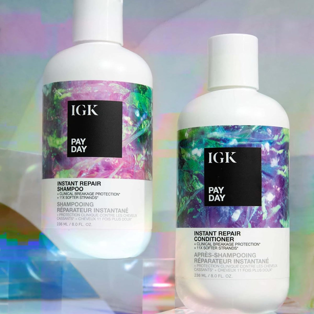 IGK Pay Day vegan-silk-extract sheen hints at breathable moisture and shine.
