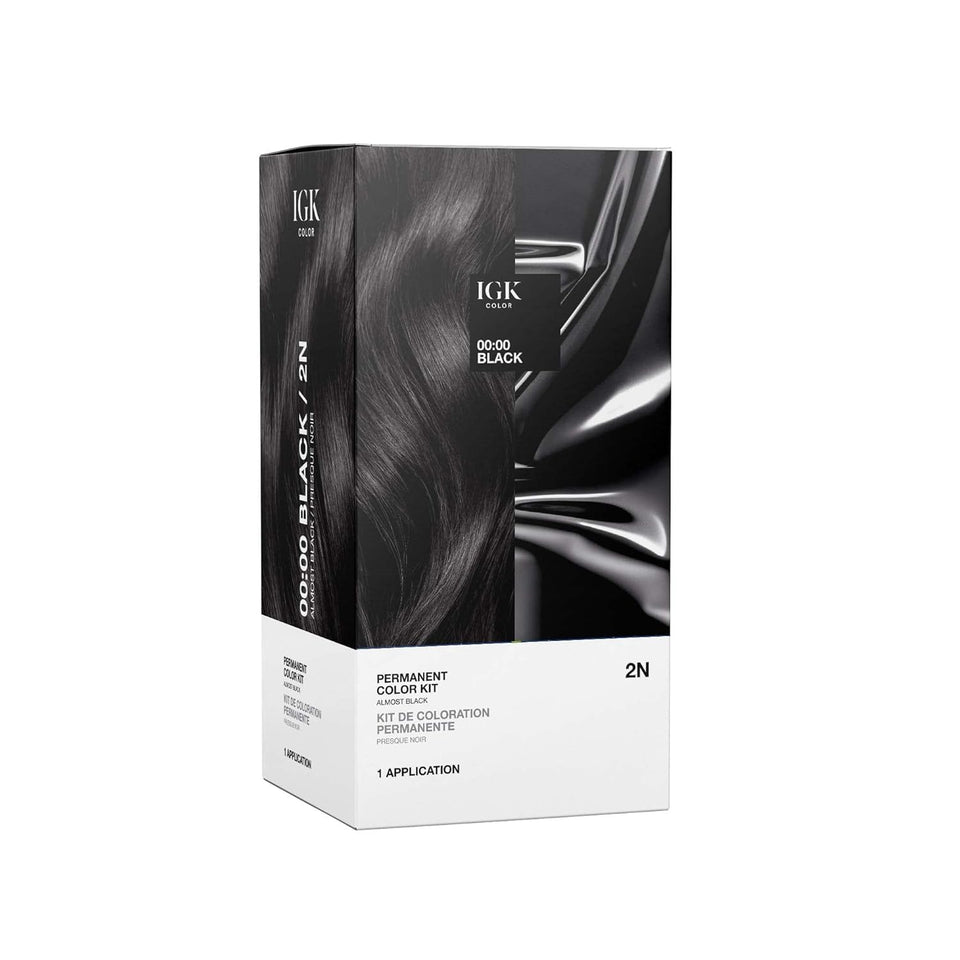 IGK 2N Black dye kit box with shade reference for rich gray coverage.