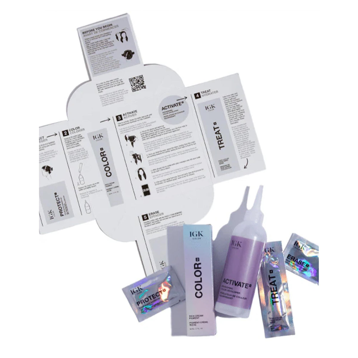IGK packaging label shows shade 2N and ammonia-free formula for safe use.