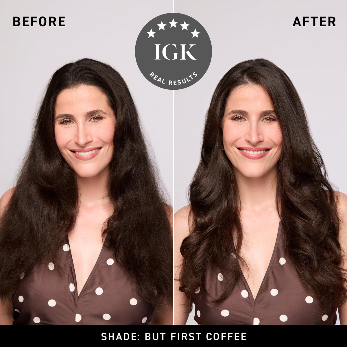 IGK But First Coffee developer bottle ensures smooth mixing for even color results