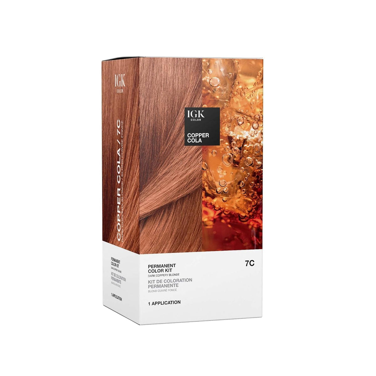 IGK 7C Copper Cola dye bottle for vibrant salon-grade color at home.
