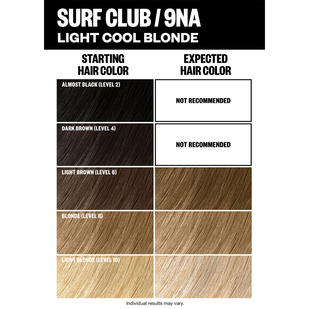 IGK Surf Club shade swatch shows light cool blonde tones for shade selection