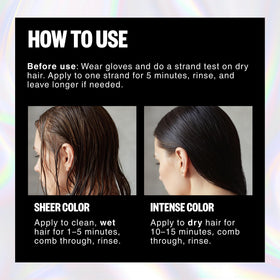IGK Pitch Black at-home use shows quick 1–5 minute tint for subtle refresh