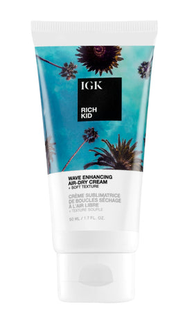 IGK Rich Kid Coconut Oil Gel Travel packaging shown for on-the-go styling.