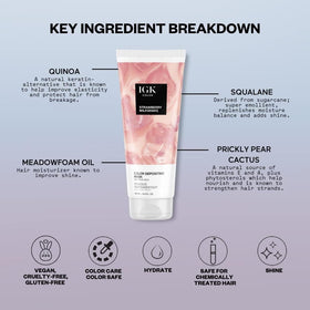 IGK Strawberry Milkshake mask showing 10-wash color longevity effect